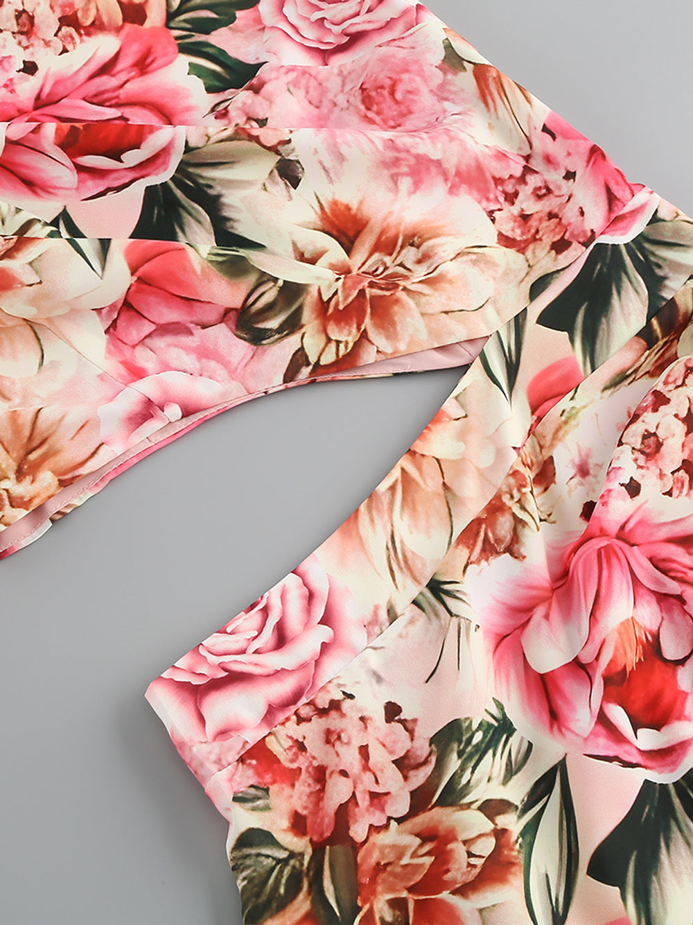 Floral Print One-Shoulder Cutout Ruffle Maxi Dress 13