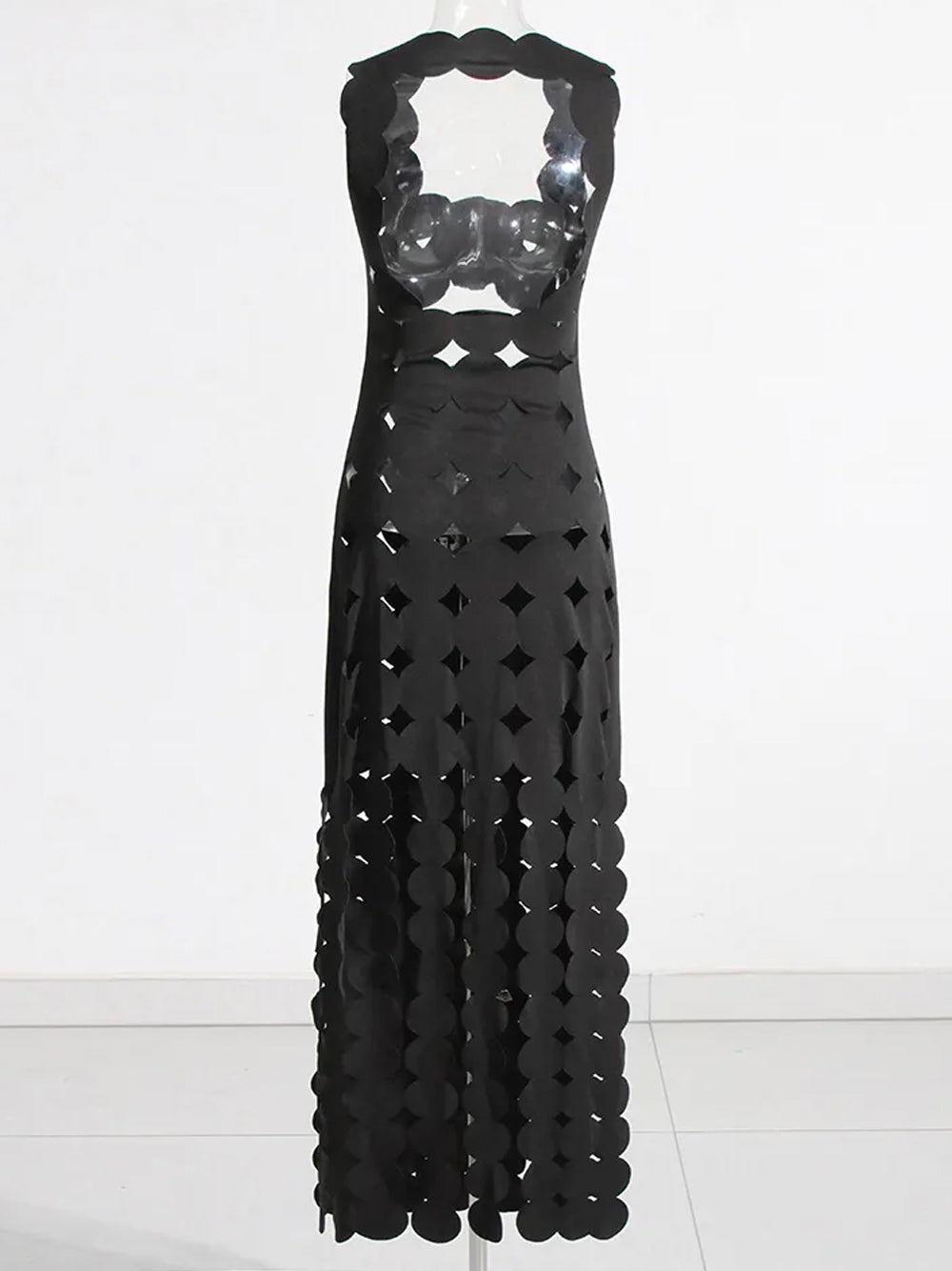 Appliqué Scallop Cutout Fringe Bodycon Mini Dress 16