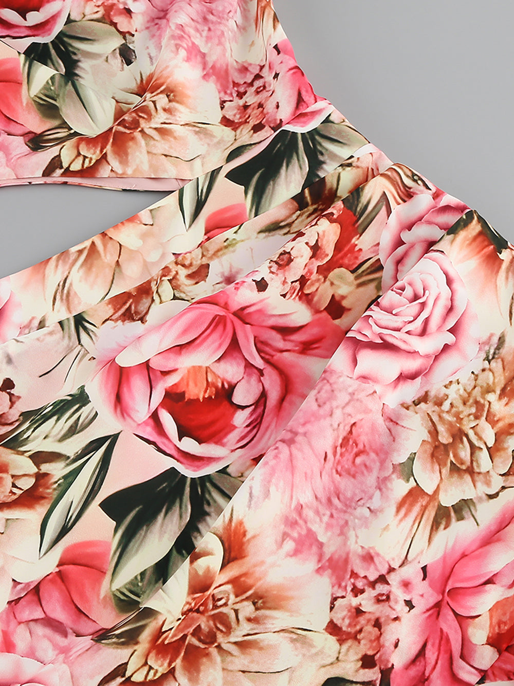Floral Print One-Shoulder Cutout Ruffle Maxi Dress 7