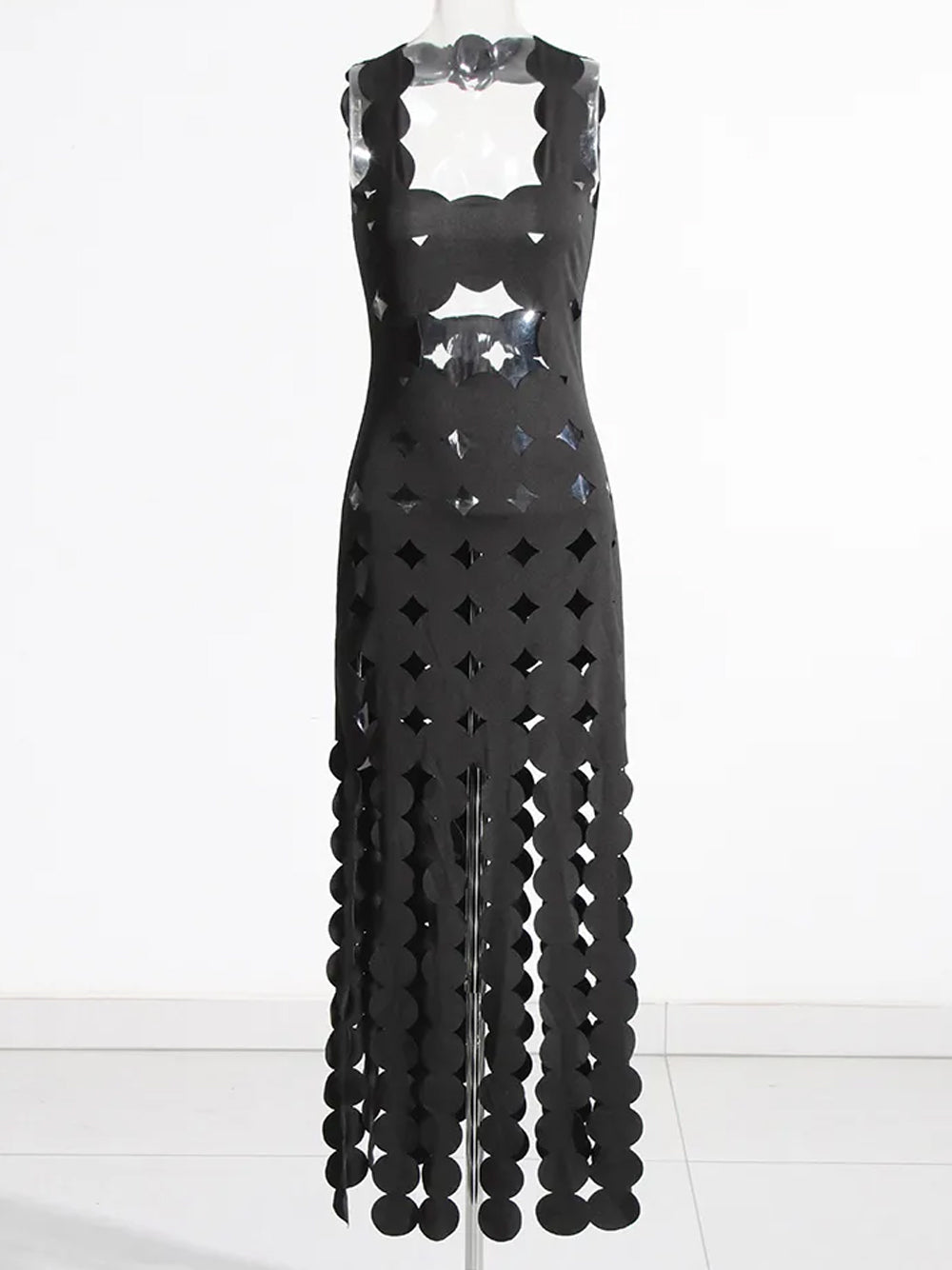 Appliqué Scallop Cutout Fringe Bodycon Mini Dress 15