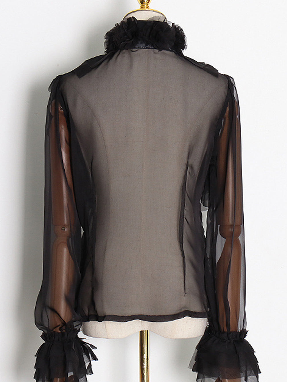 CORAL Bowknot Ruffle Blouse in Black