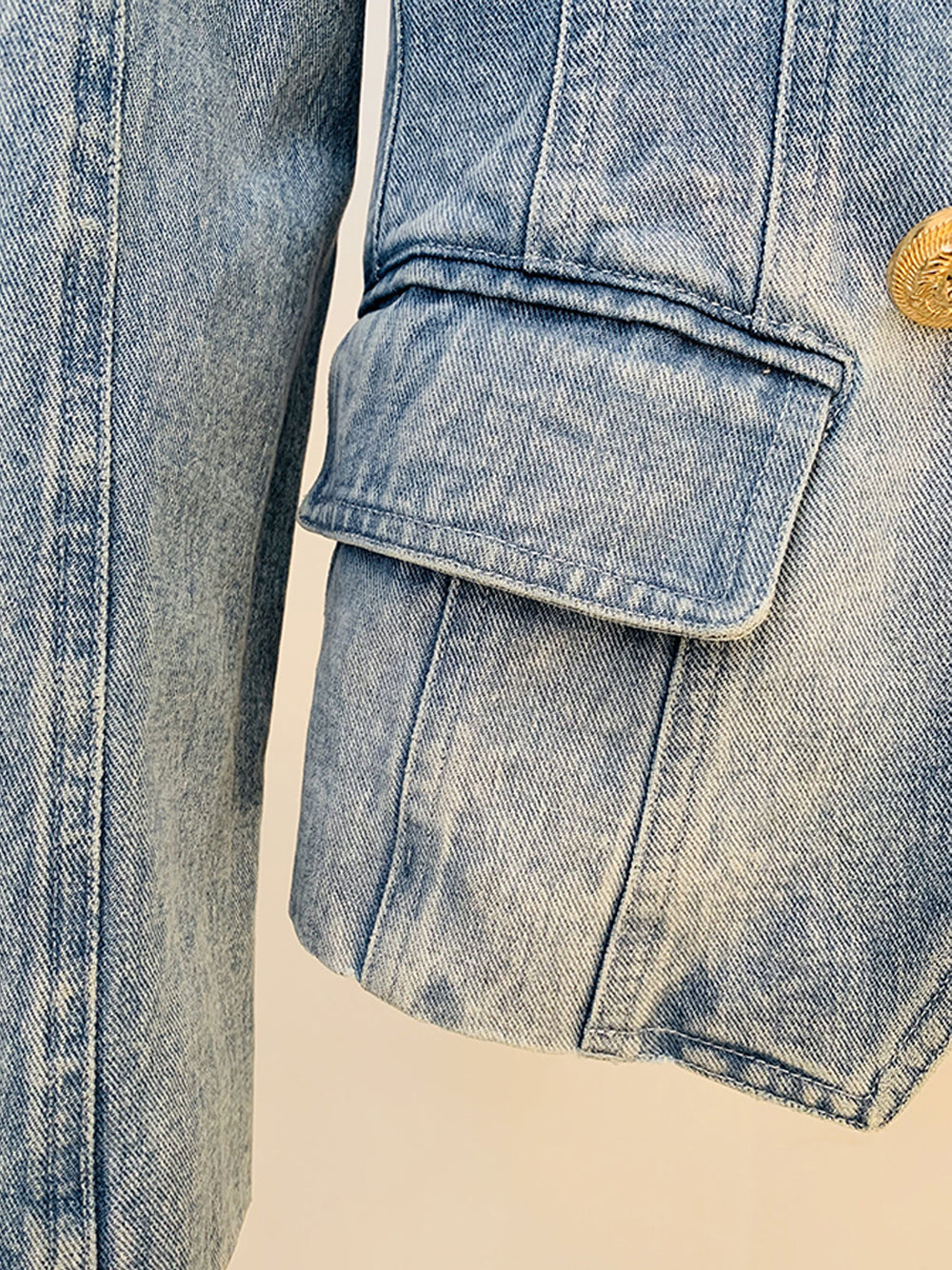 Double Breasted Denim Blazer 14