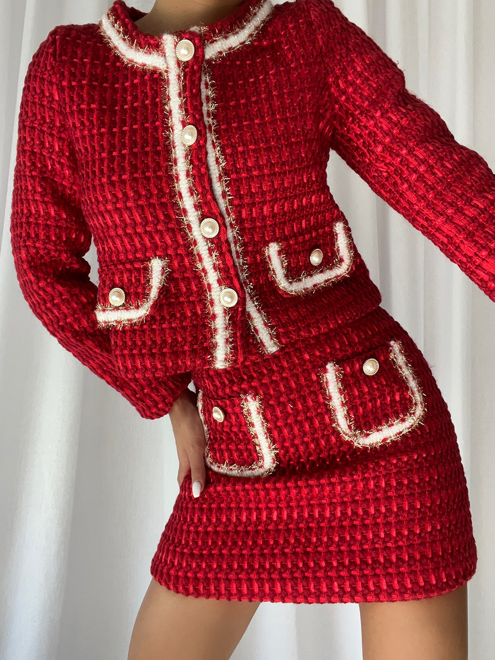 PERELLE Tweed Jacket + Mini Skirt 2