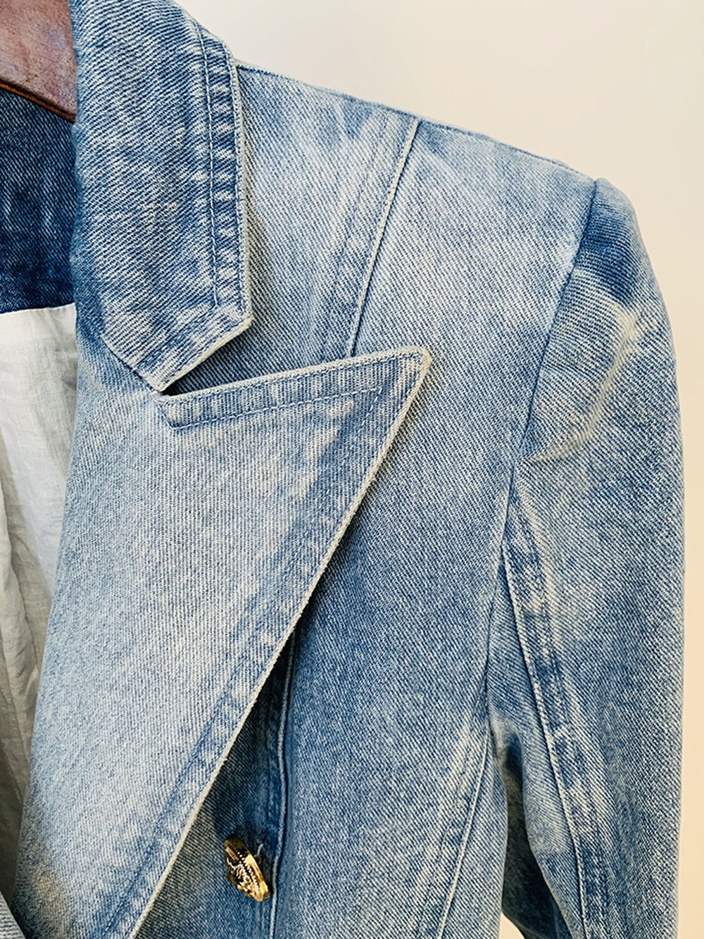 Double Breasted Denim Blazer 13