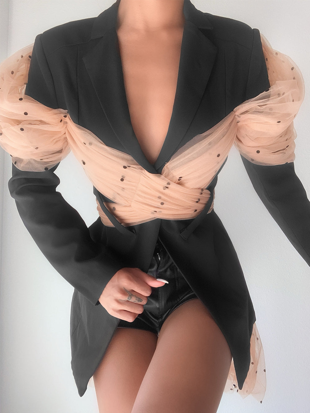 ARCO Blazer w Wrapped Mesh Bow-knot 2