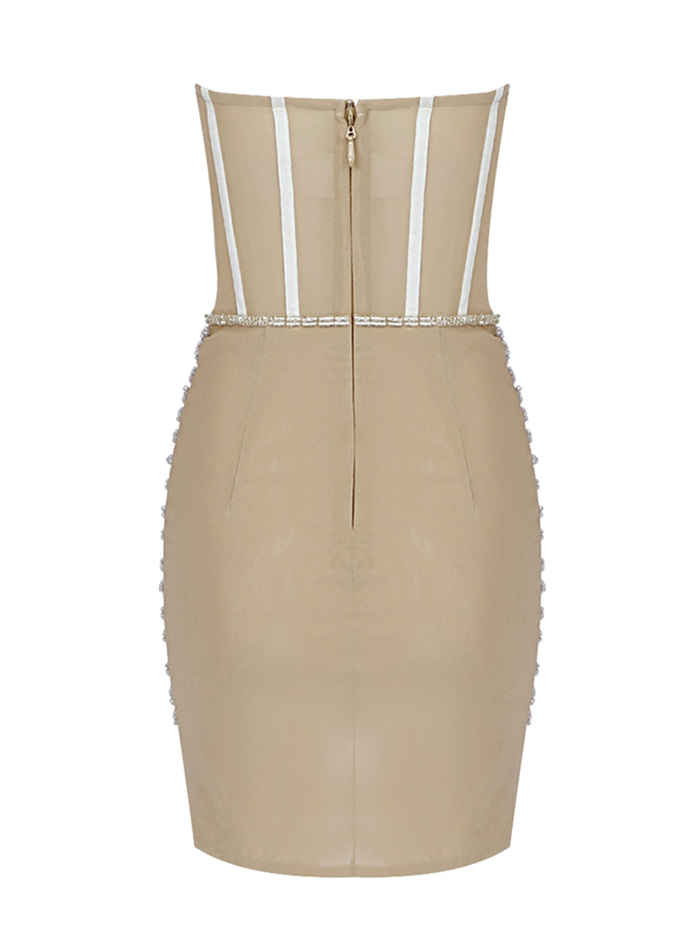 Sequin Strapless Pearl-Embellished Corset Mini Dress 2