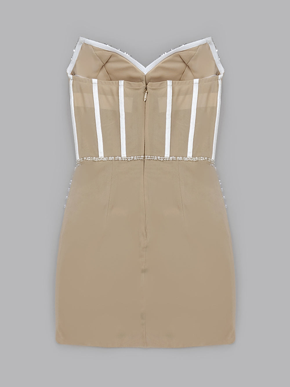 Sequin Strapless Pearl-Embellished Corset Mini Dress 6