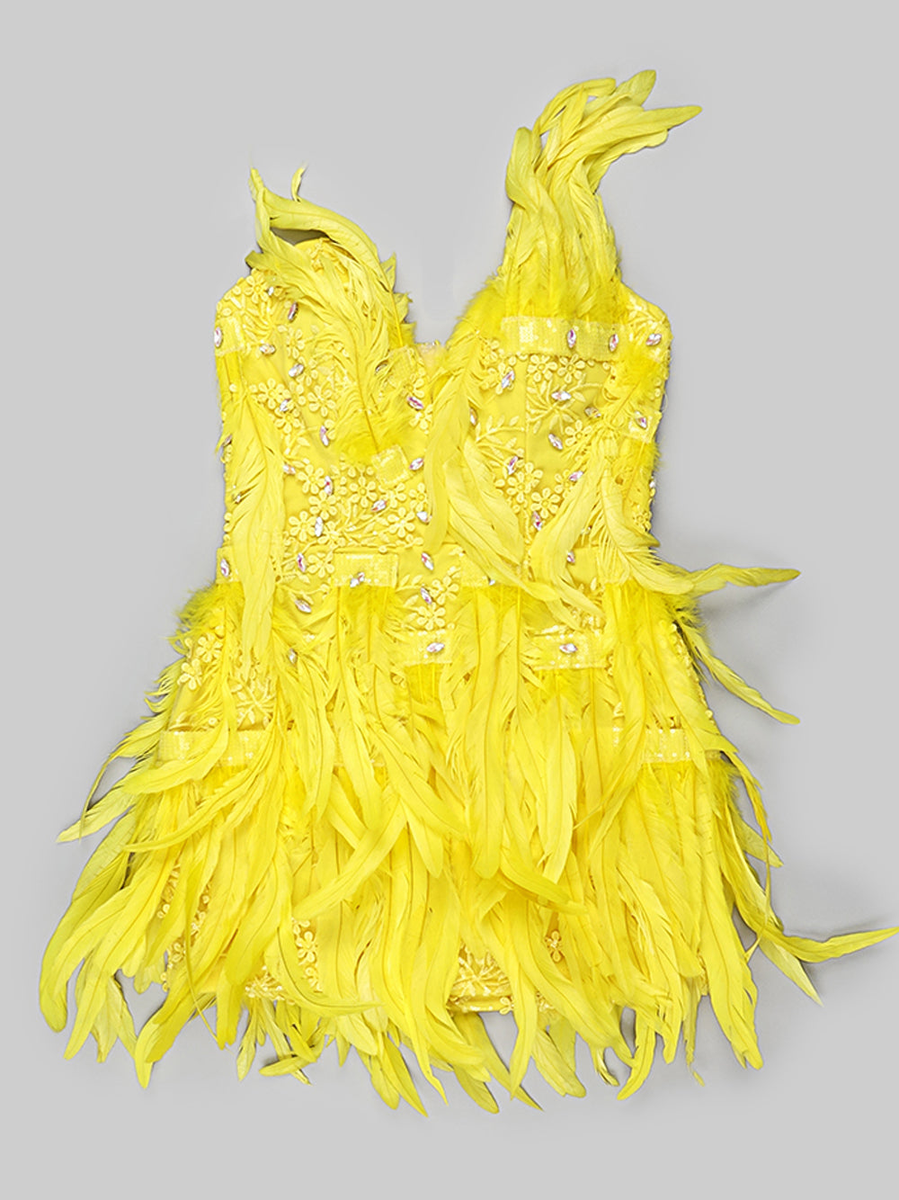 Feather Crystal Embellished V-Neck Sleeveless Mini Dress 3
