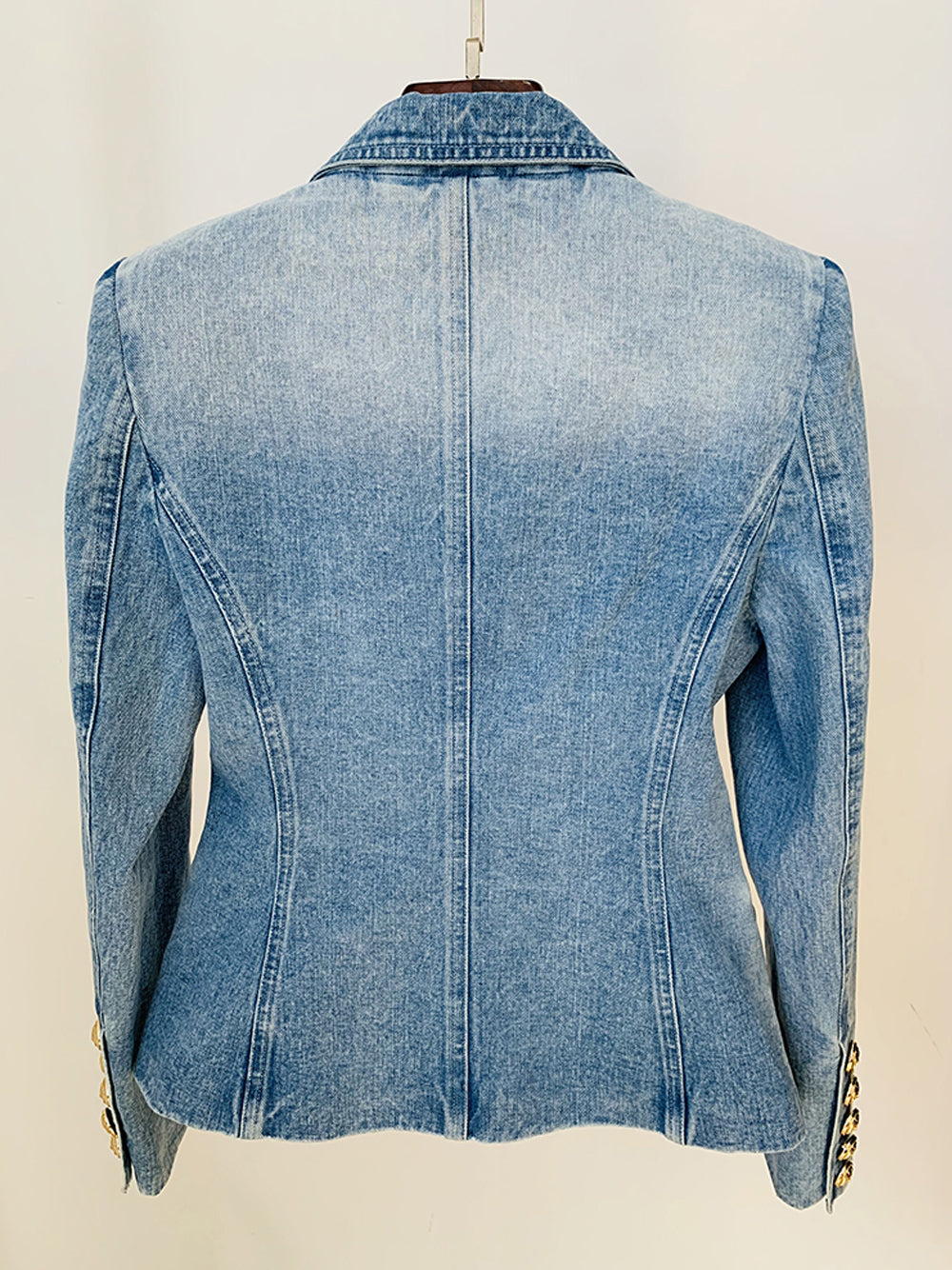 Double Breasted Denim Blazer 12
