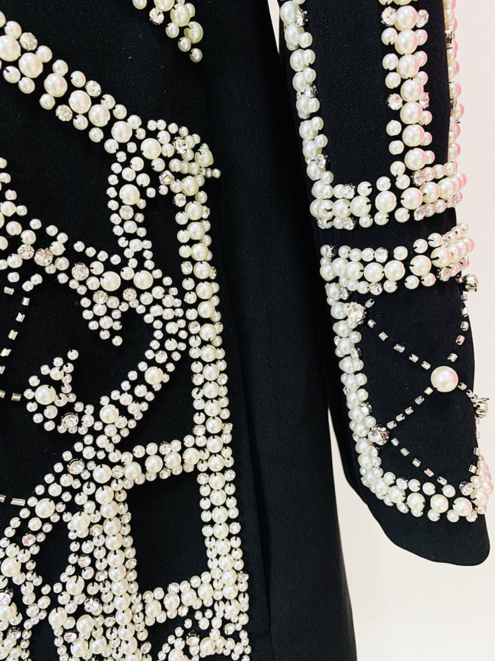 NAUTA Pearls Beaded Blazer Dress in Black