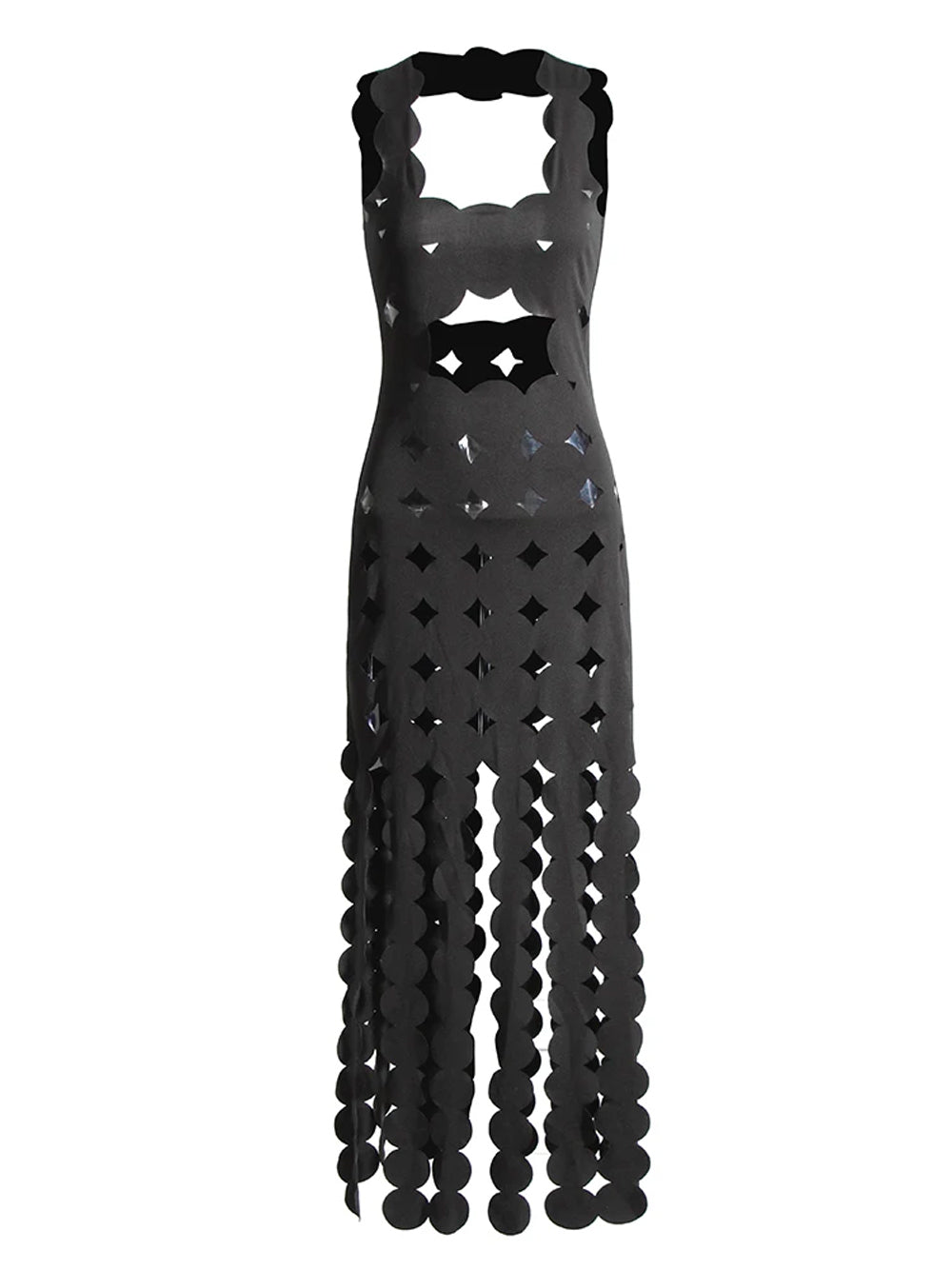 Appliqué Scallop Cutout Fringe Bodycon Mini Dress 10
