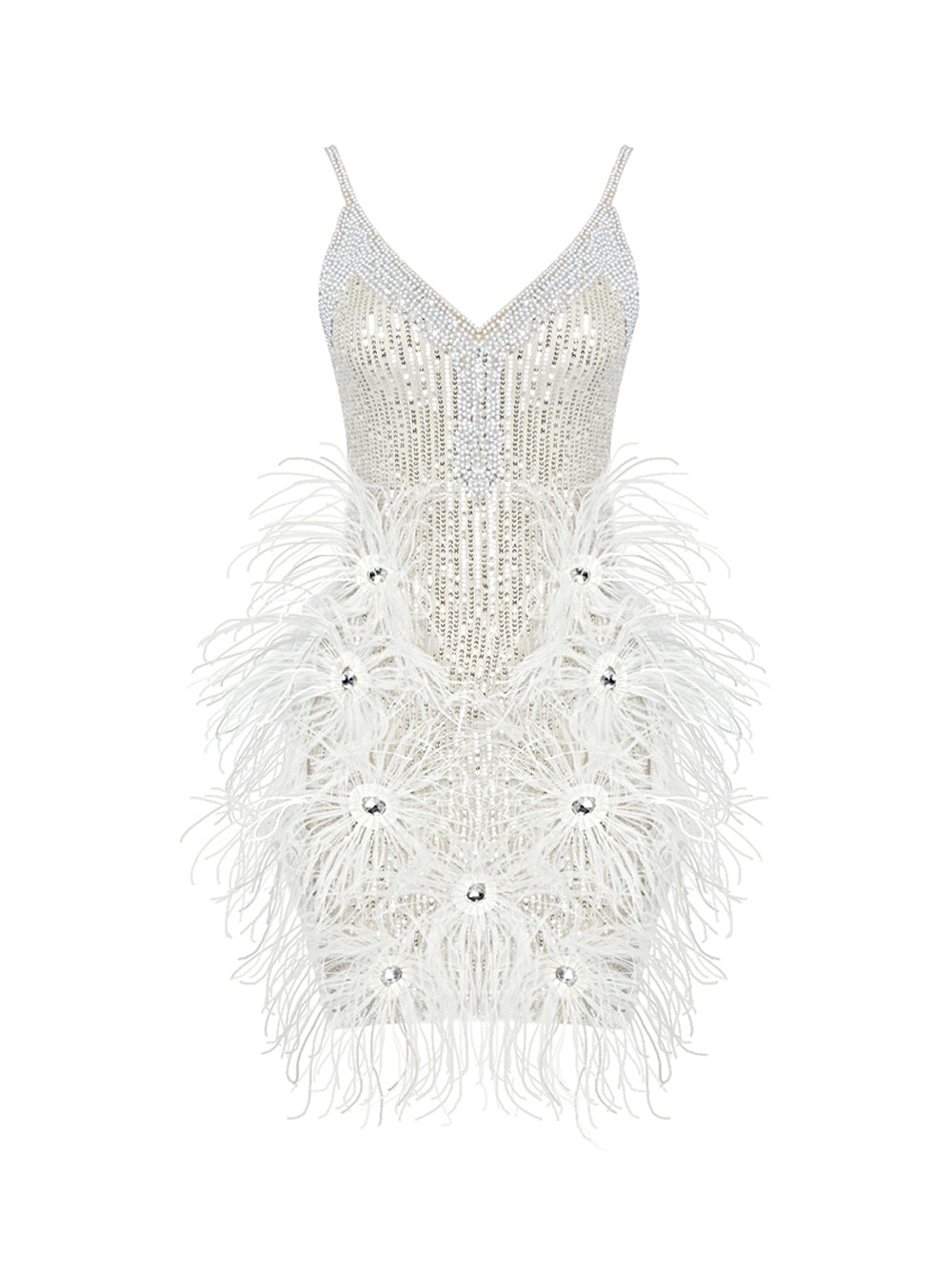 CIGNA Pearls & Feathers Mini Dress