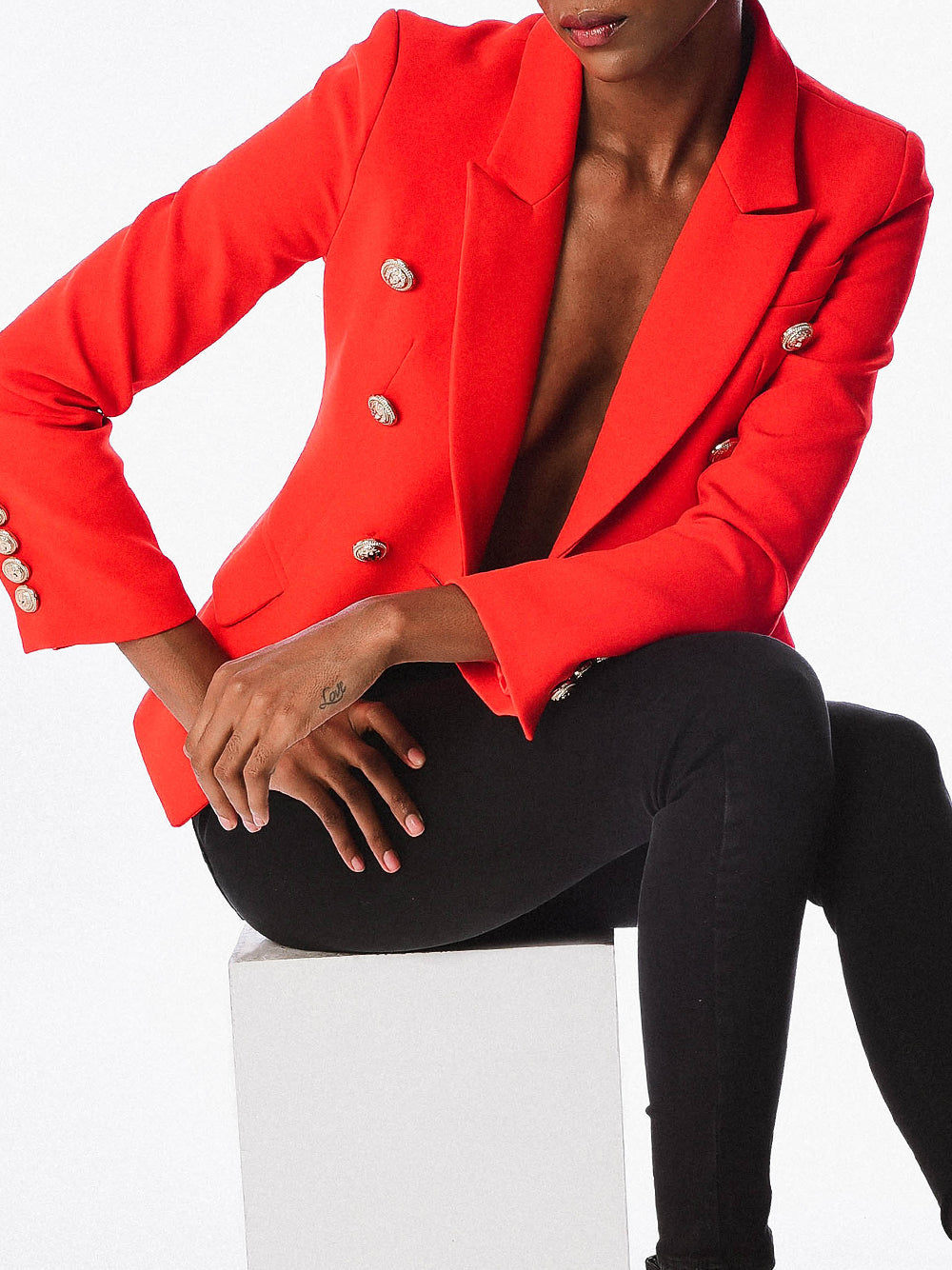 PENELOPE Double-Breasted Blazer in Red 7