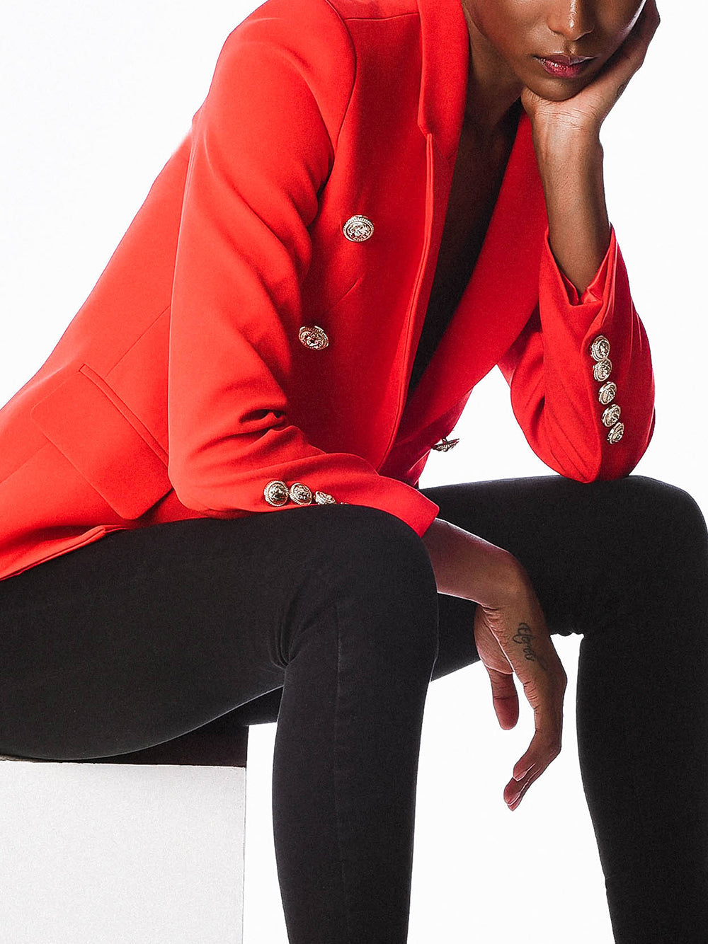 PENELOPE Double-Breasted Blazer in Red 6