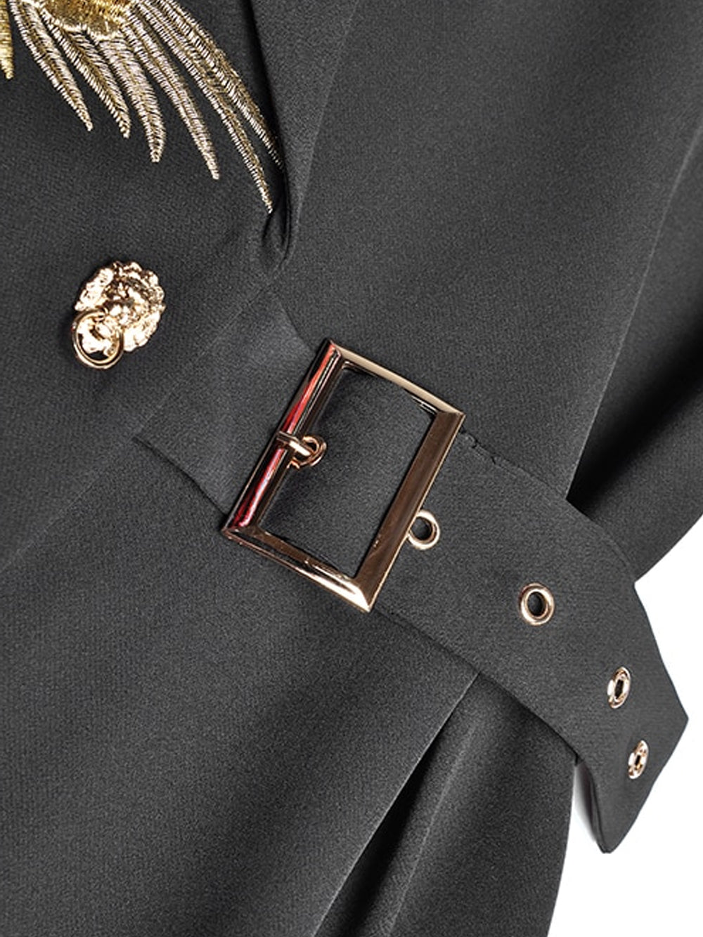 Embroidered Lapel Long Sleeve Asymmetric Blazer Midi Dress 10