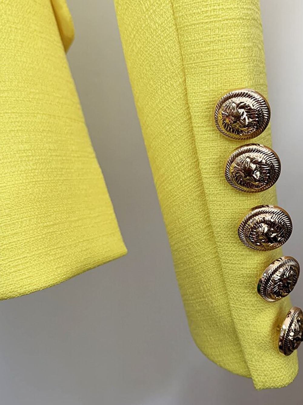 Double Breasted Textured Blazer in Yellow 7