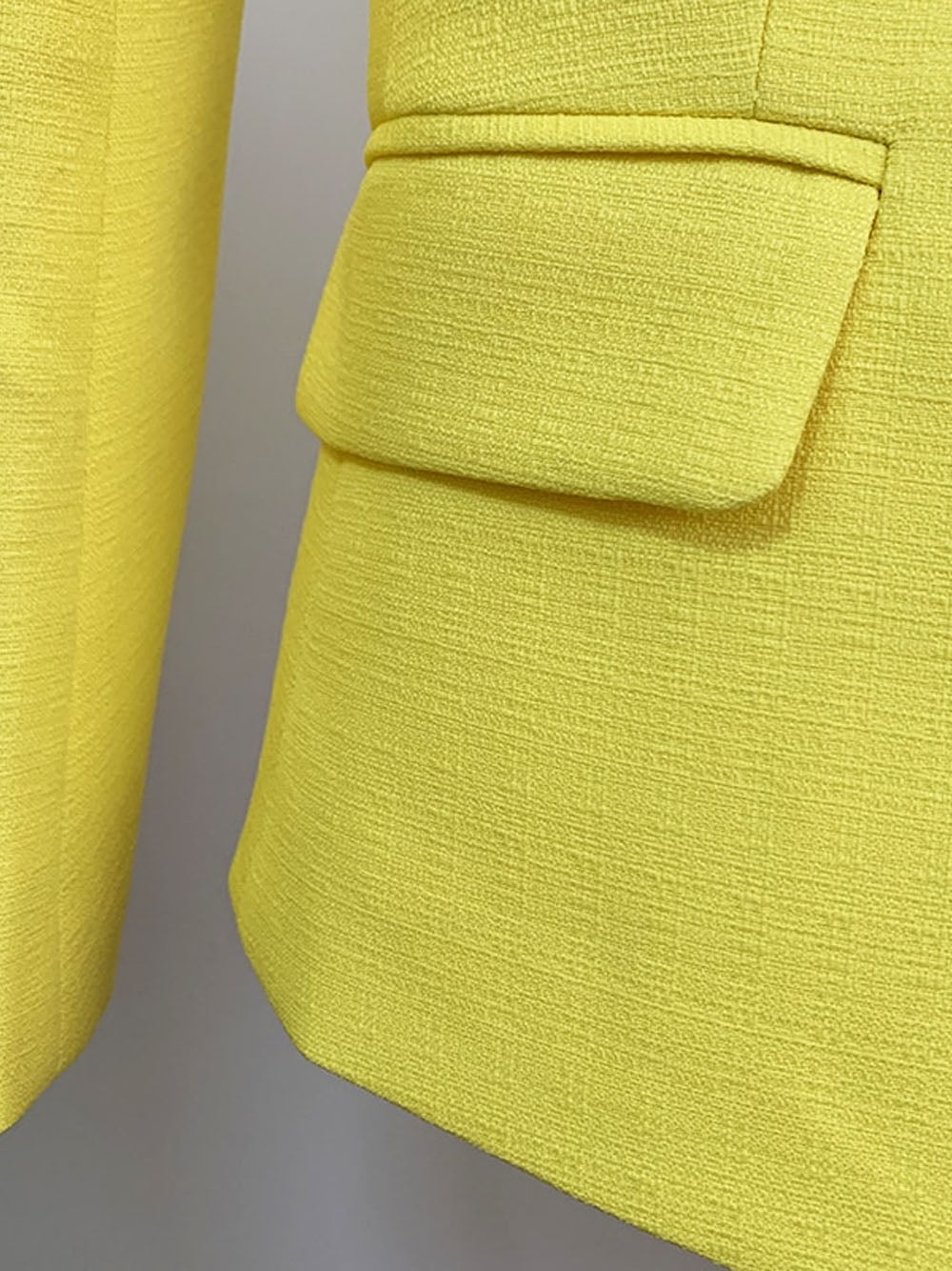 Double Breasted Textured Blazer in Yellow 5