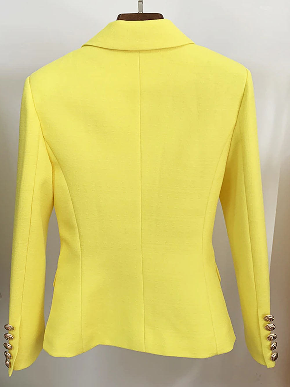 Double Breasted Textured Blazer in Yellow 3