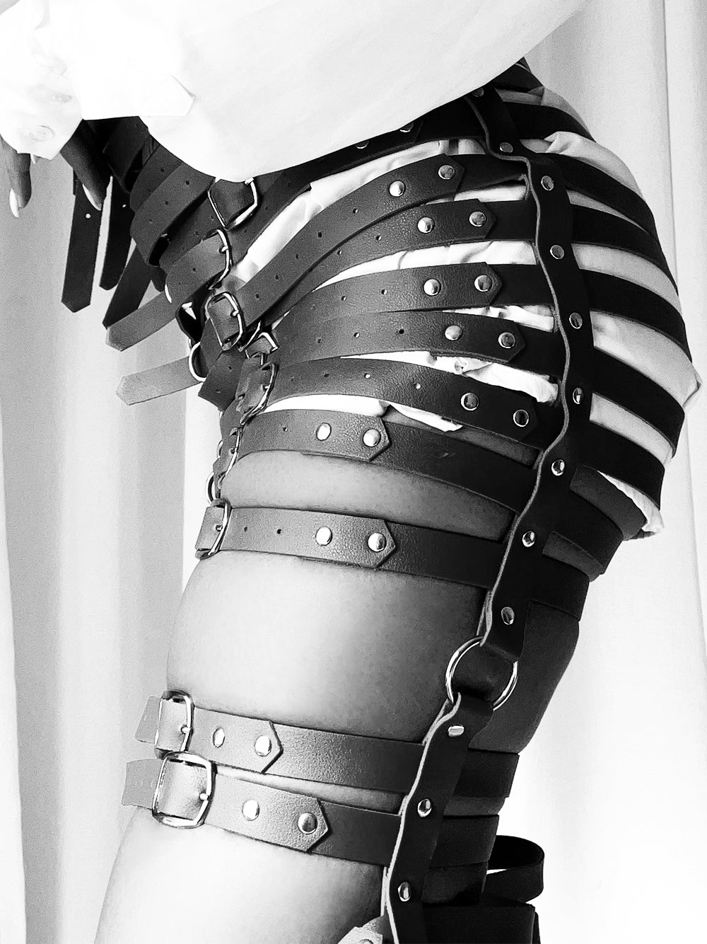 Layered Buckle-Strap Cage Harness Belt Skirt 3