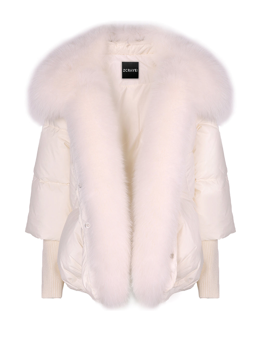 Fur Trim Puffer Jacket in White 15