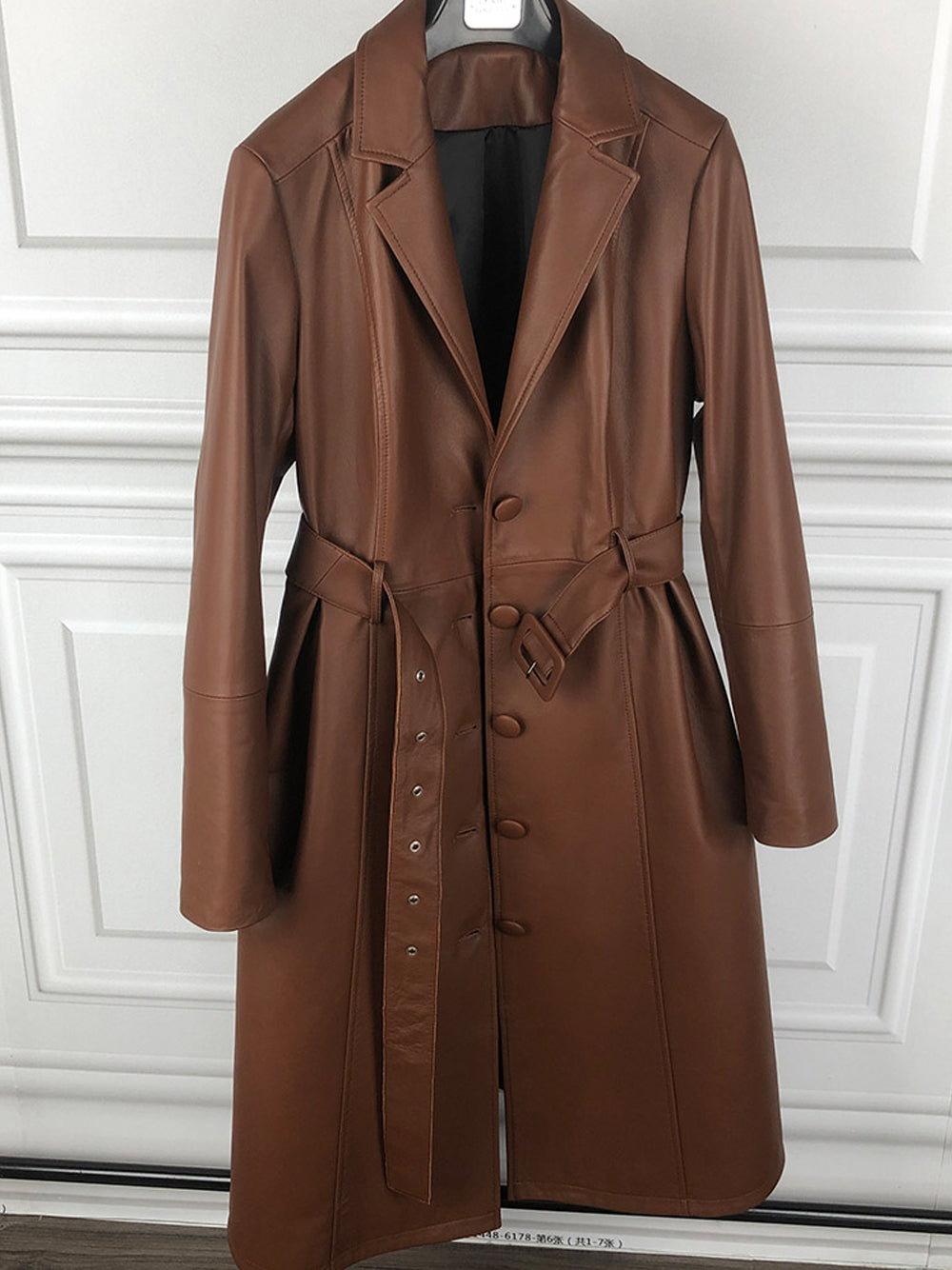 Genuine Leather Trench Coat 13