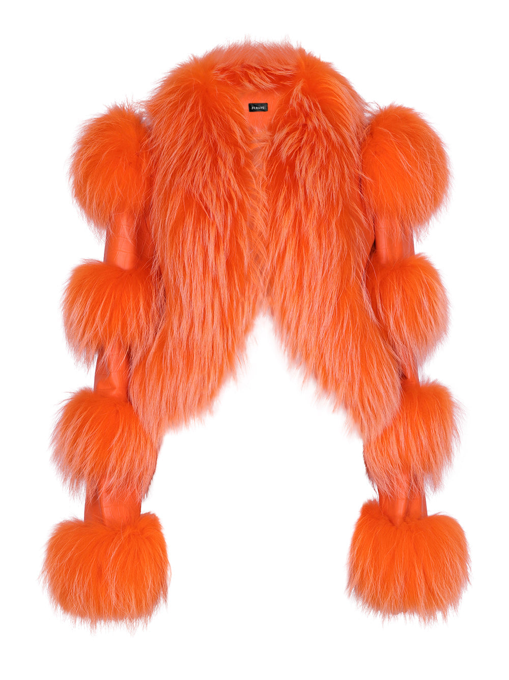 LITALY Fur Trim Leather Jacket in Orange 14