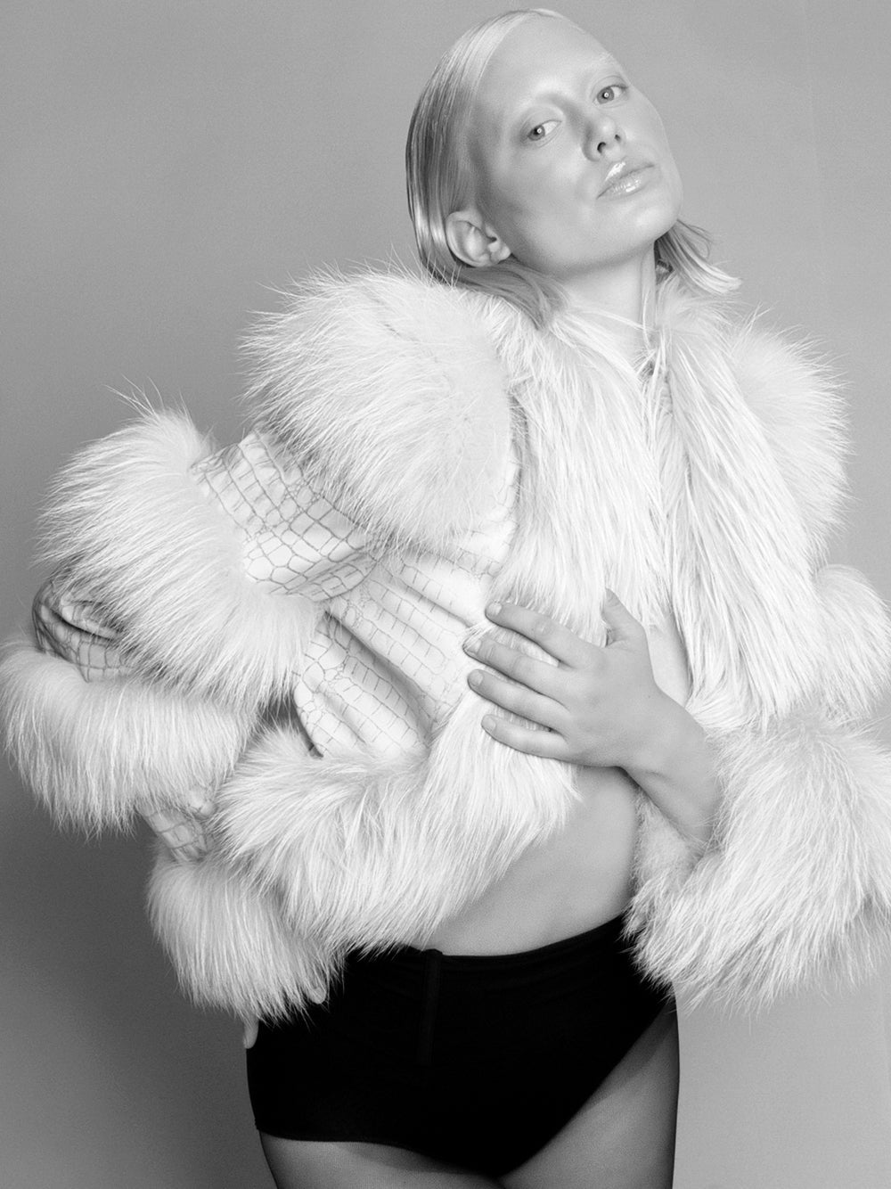 LITALY Fur Trim Leather Jacket in White 7