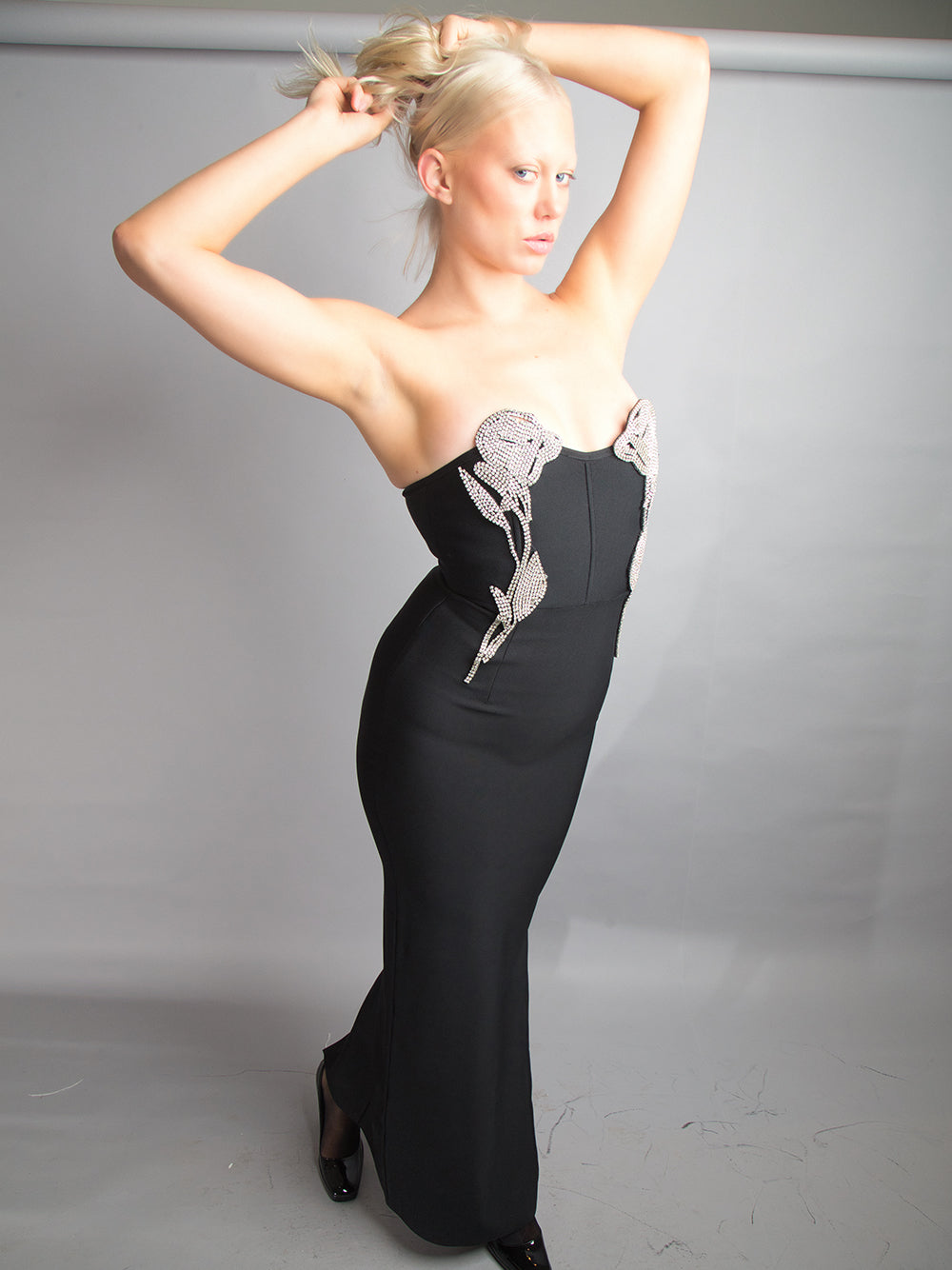 Crystal Appliqué Strapless Sweetheart Column Gown 5