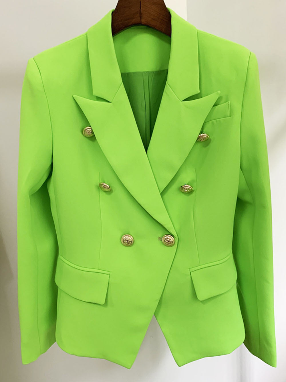 Double Breasted Blazer in Neon Green 5