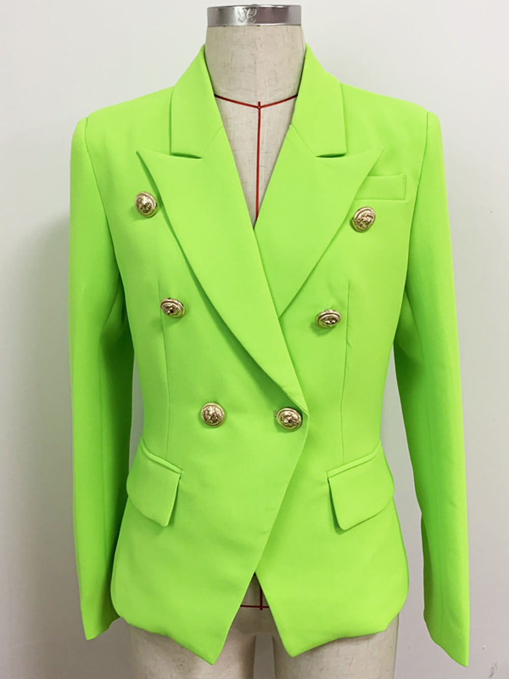 Double Breasted Blazer in Neon Green 4