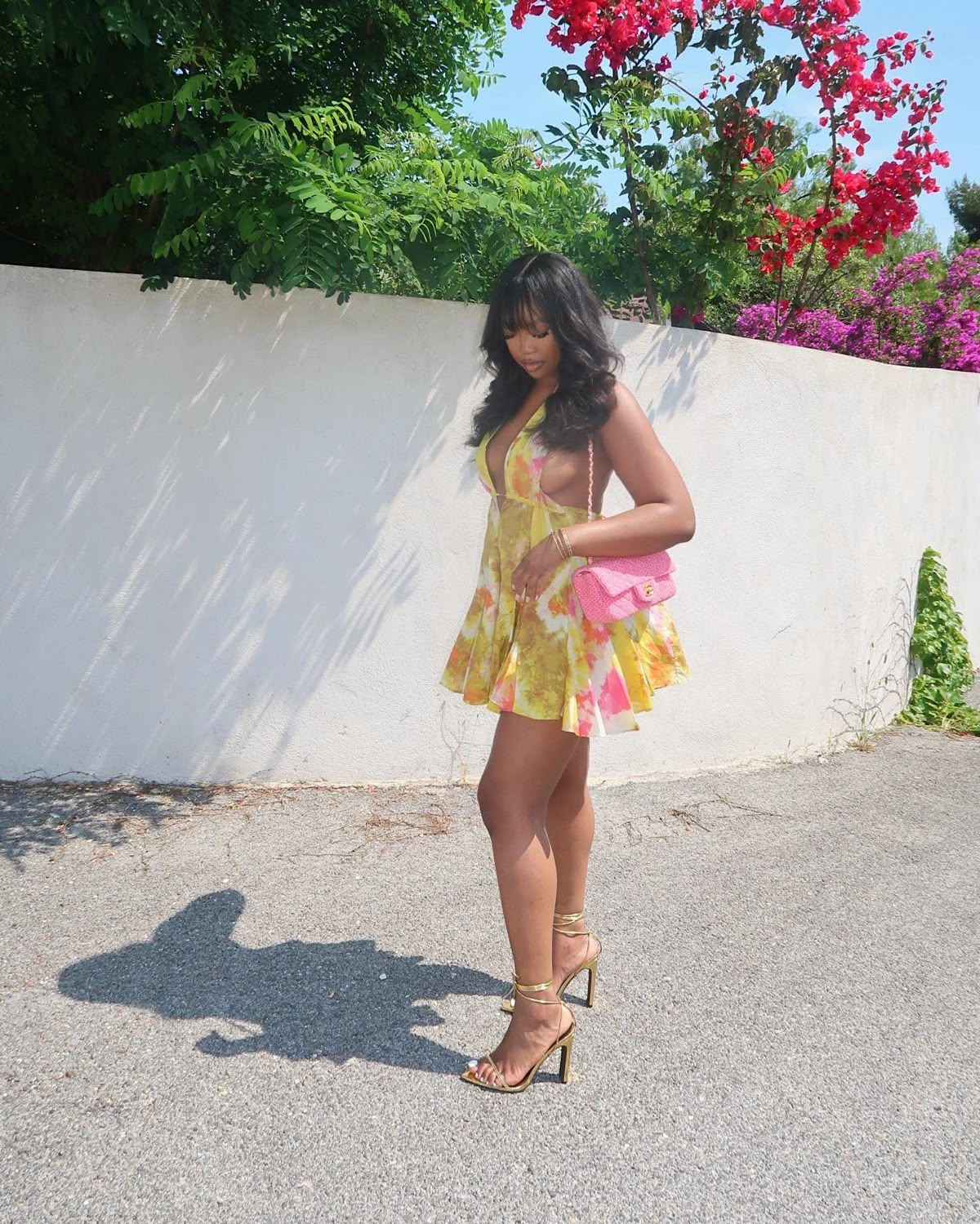 Sexy Halterneck Deep V-Neck Yellow Backless Mini Cocktail Dress Short Homecoming Dress D360