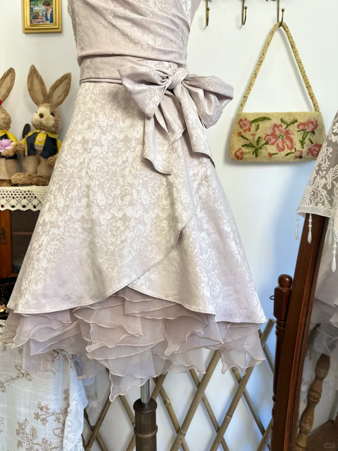 Vintage Satin Print Floral A Line Short Party Dress Homecoming Dress D308