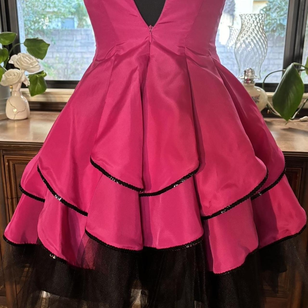 Cute Hot Pink Strapless Satin Layered A Line Short Party Dress Formal Homecoming Dress Birthday Outfits D716