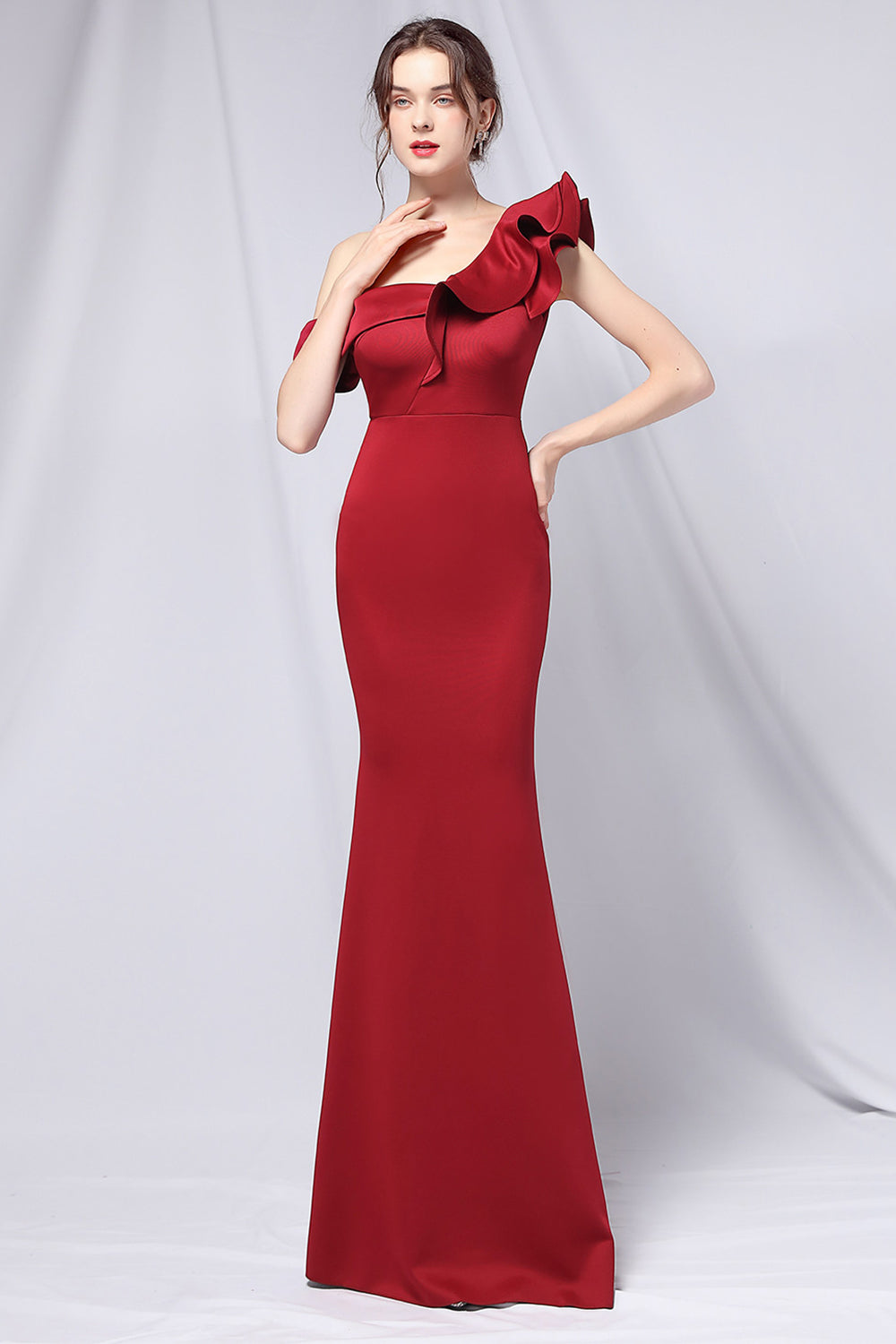 One Shoulder Simple Prom Dress - Fashionpara