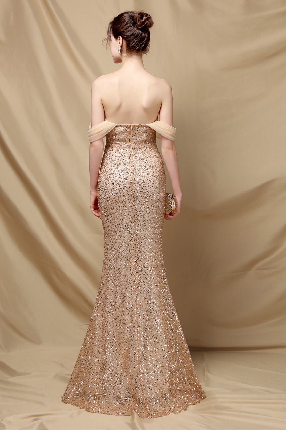 Off Shoulder Sequins Mermaid Prom Dress - Fashionpara
