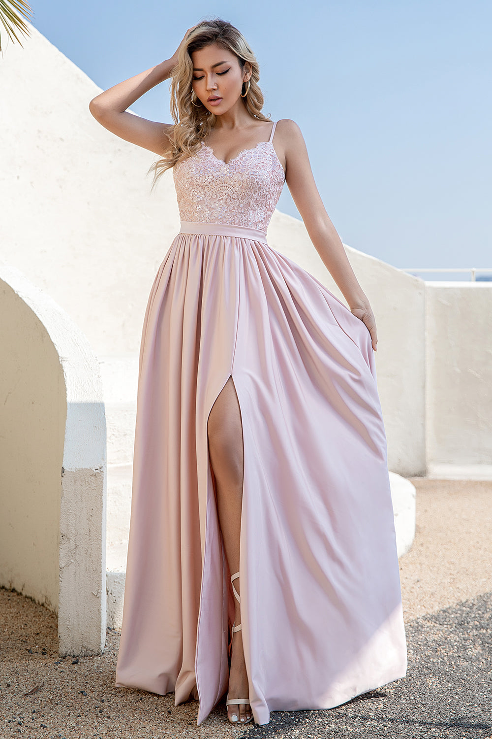 Burgundy Long Prom Dress with Beading Lace - Fashionpara