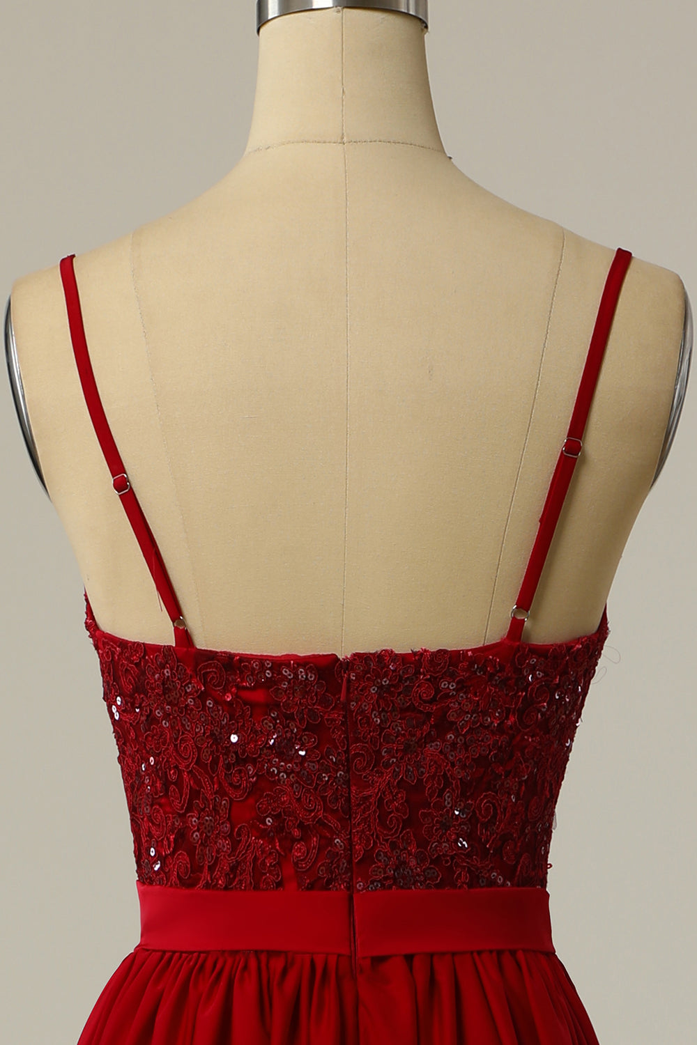 Burgundy Long Prom Dress with Beading Lace - Fashionpara