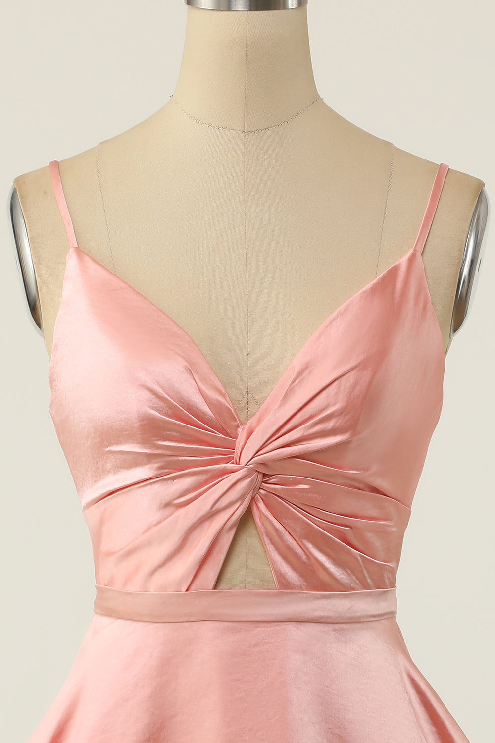 A Line Spaghetti Straps Blush Short Homecoming Party Dress - Fashionpara