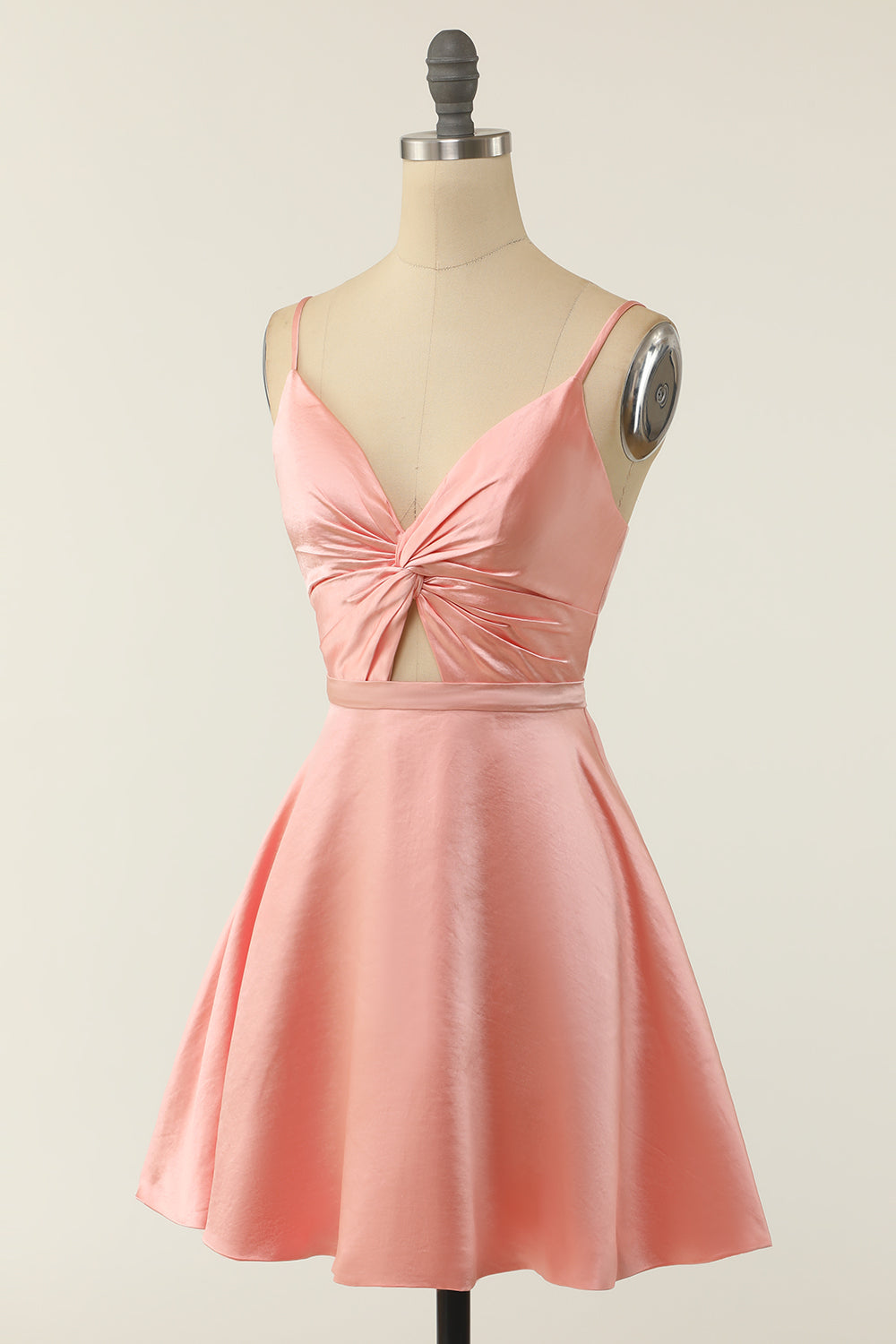 A Line Spaghetti Straps Blush Short Homecoming Party Dress - Fashionpara