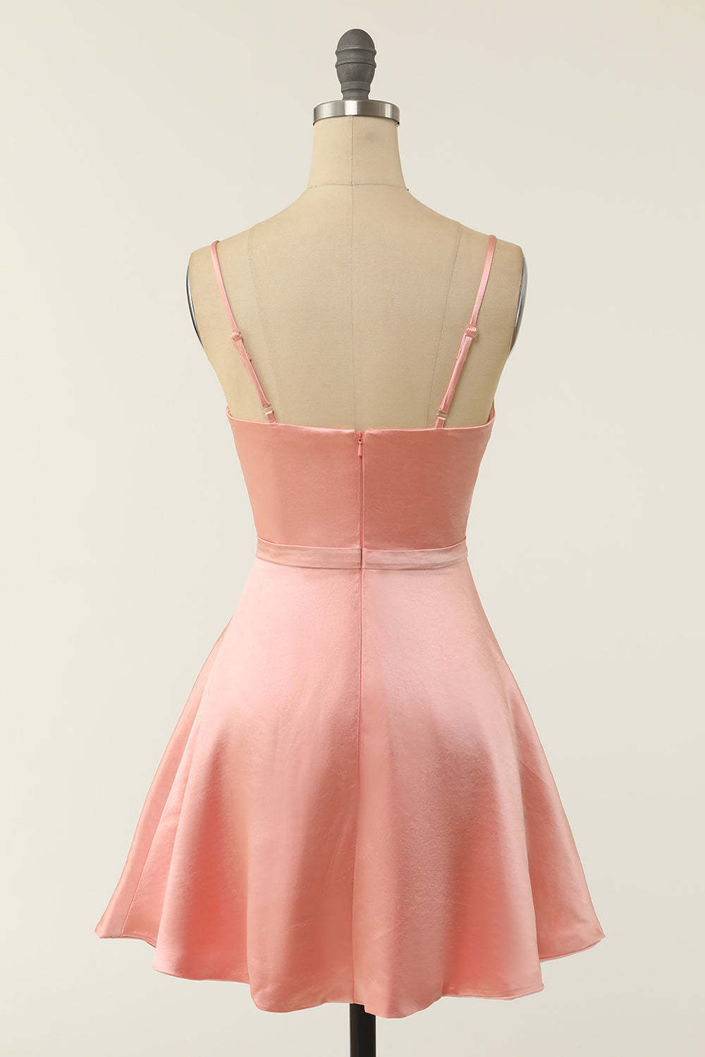 A Line Spaghetti Straps Blush Short Homecoming Party Dress - Fashionpara