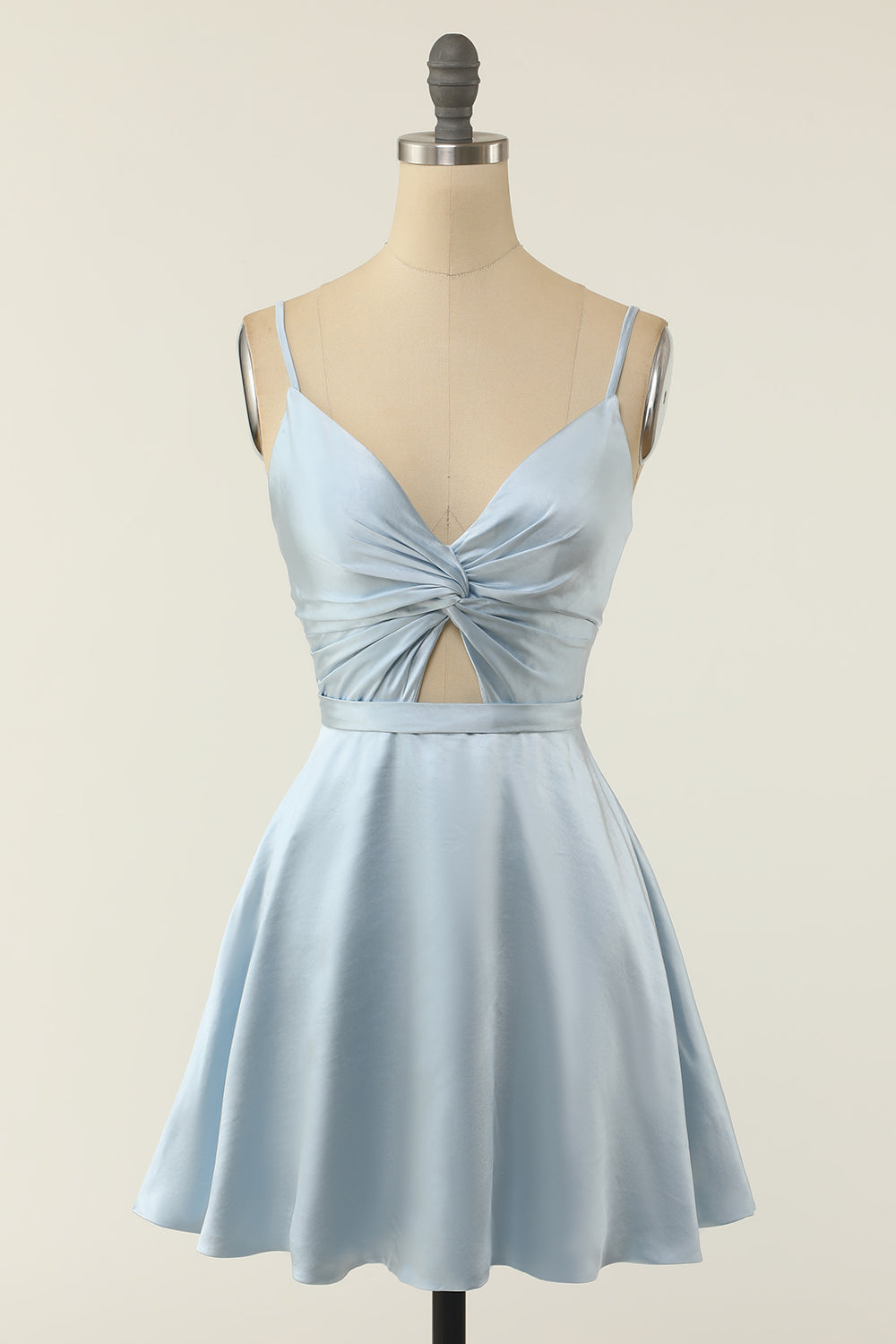 A Line Spaghetti Straps Blush Short Homecoming Party Dress - Fashionpara