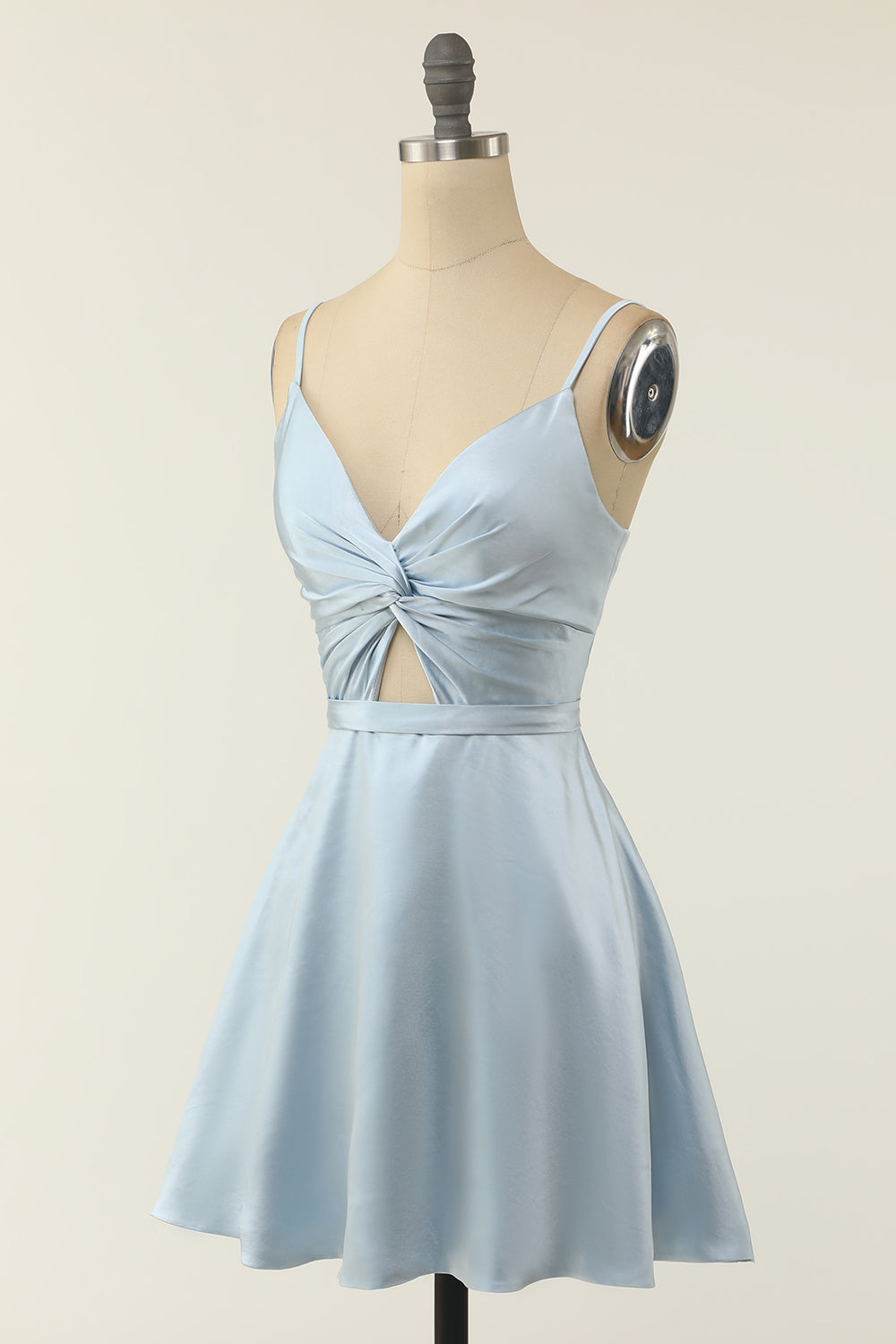 A Line Spaghetti Straps Blush Short Homecoming Party Dress - Fashionpara