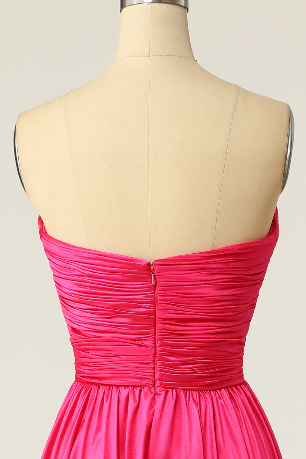 A Line Sweetheart Fuchsia Long Prom Dress with Ruched - Fashionpara