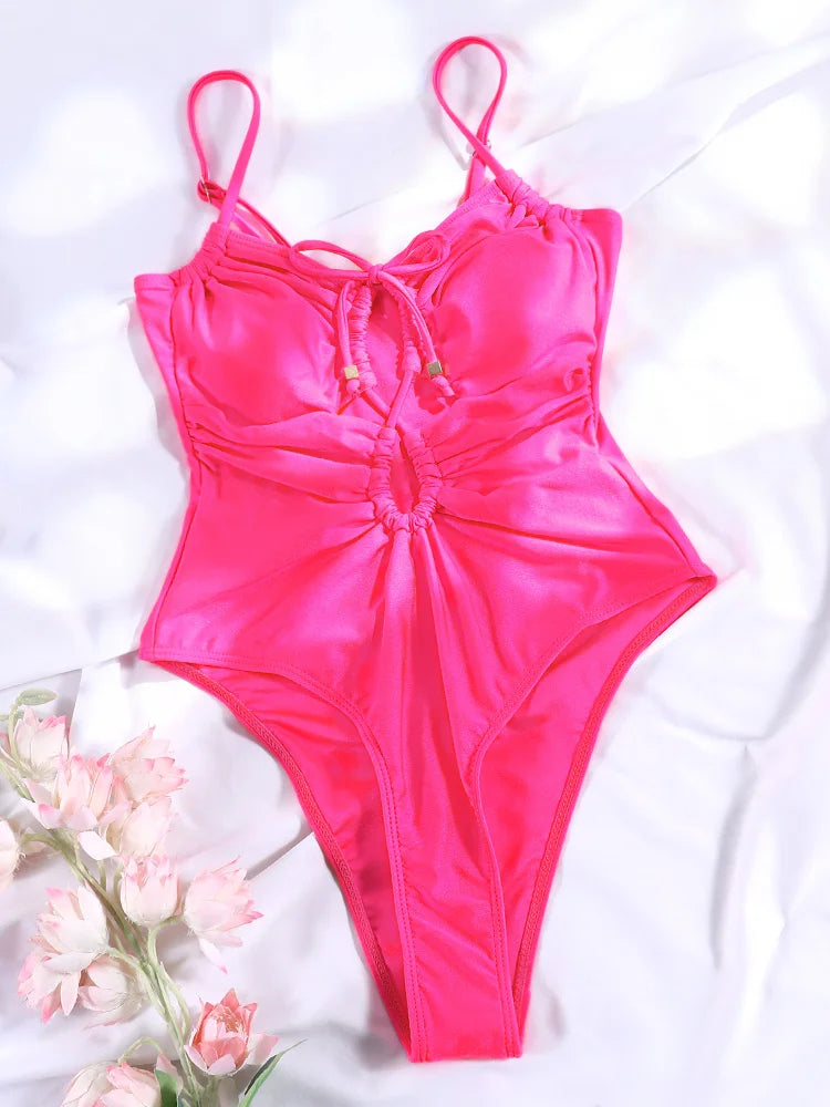 Solid Violet Monokini Swimsuit One Piece