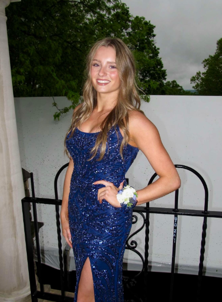 Stylish Navy Blue Spaghetti Straps Sequin Mermaid Slit Evening Dress Long Party Gown D1307