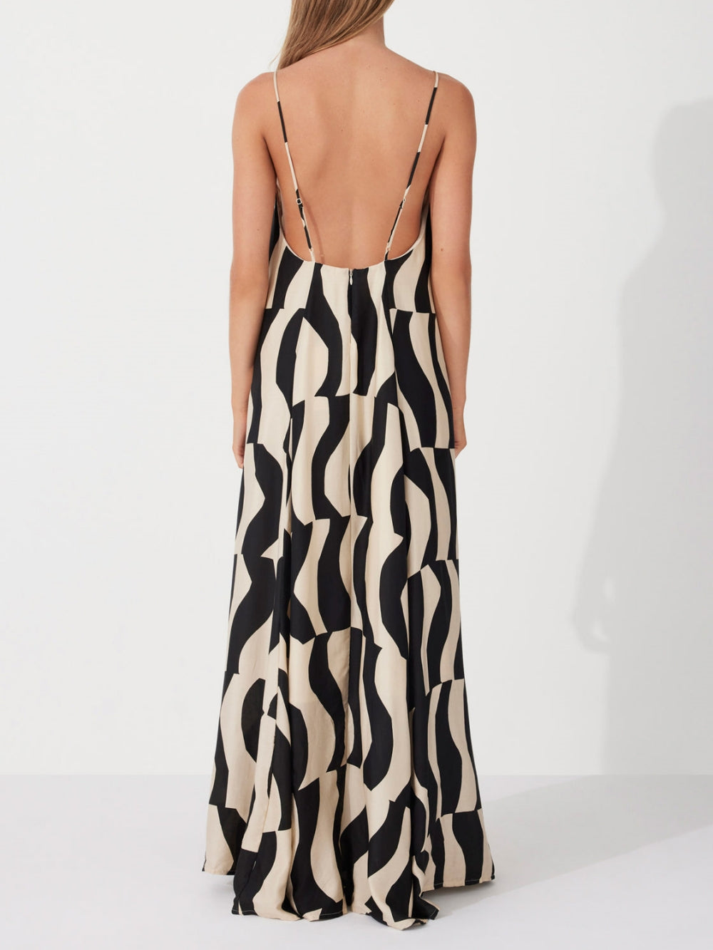 Geometric Print Spaghetti Strap Slip Maxi Dress 4