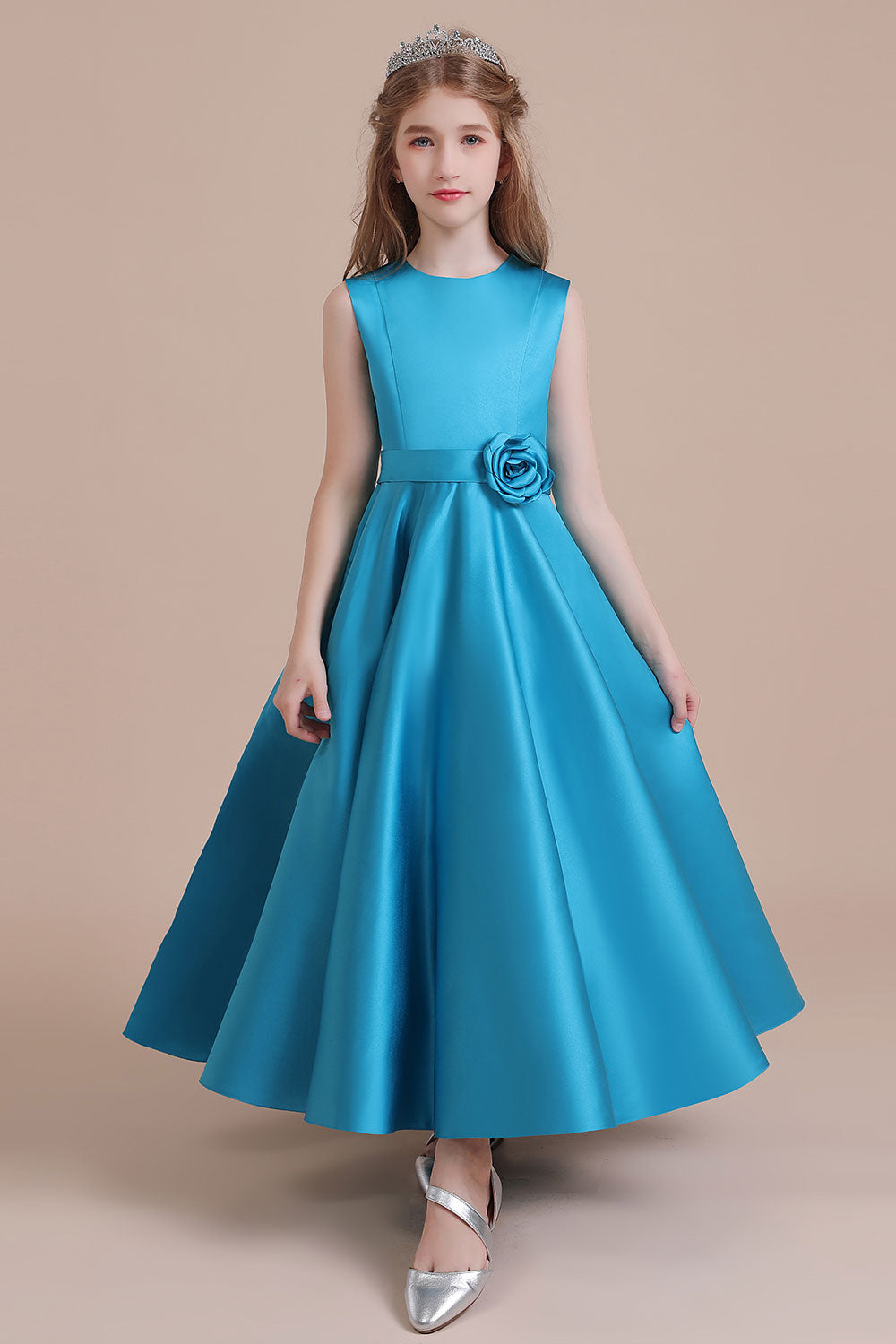 A-Line Awesome Satin Flower Girl Dress - Fashionpara