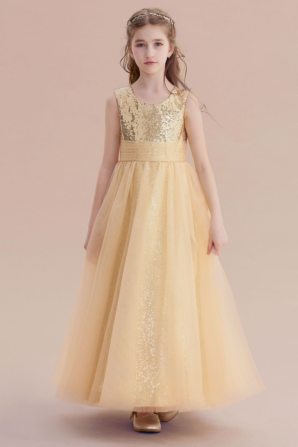 A-Line Awesome Sequins Tulle Flower Girl Dress - Fashionpara