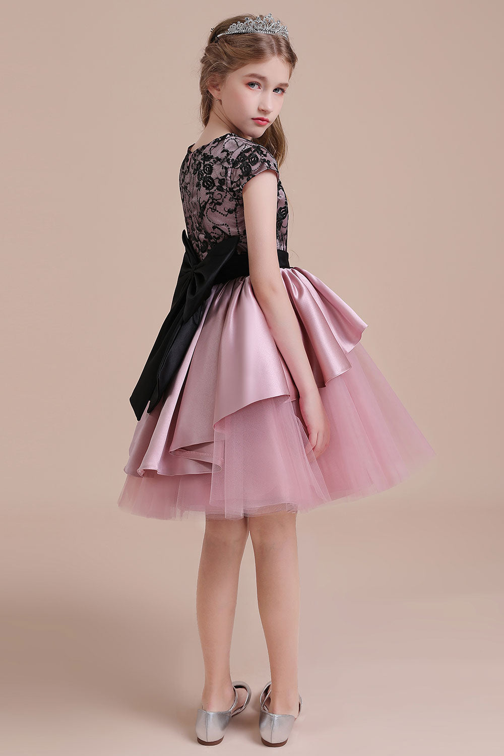 A-Line Cap Sleeve Lace Tulle Knee Length Flower Girl Dress On Sale - Fashionpara
