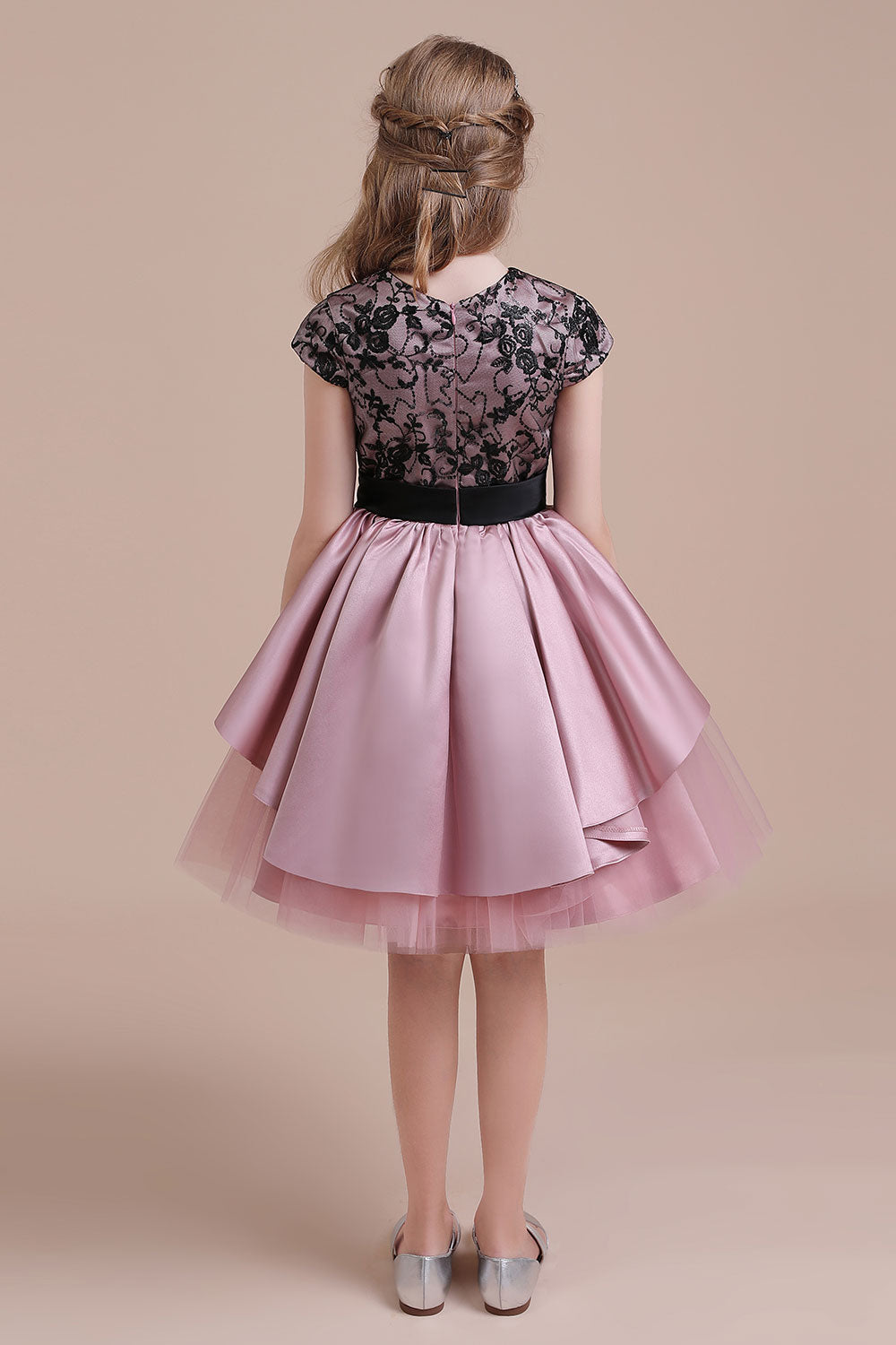 A-Line Cap Sleeve Lace Tulle Knee Length Flower Girl Dress On Sale - Fashionpara